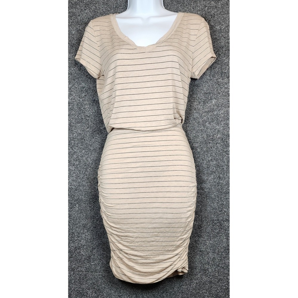 Prana Womens Ruched Bodycon Dress Size S Y2K Coastal‎ Minimalist Modal